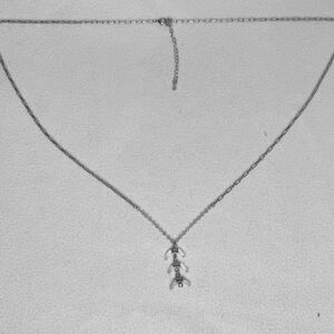 Long Silver Necklace with Decorative Beads – 16 in Hanging Length